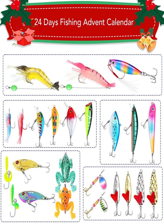 AWHETIE Fishing Advent Calendar 2025,24 Days Christmas Countdown,Fishing Lure Advent Calendar 2025 Men,Fishing Lures Set for Fisher Men Adult Teens Surprise - Image 3